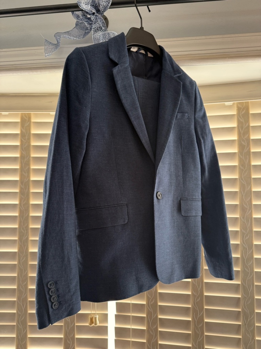 H&M Dark Blue Single-Breasted Blazer & Trousers